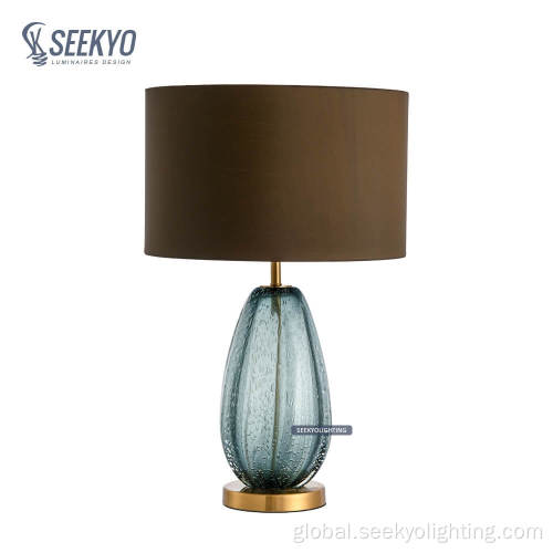 Green Glass Table Lamp Bubble ash Blue glass lamp Base Table lamp Supplier